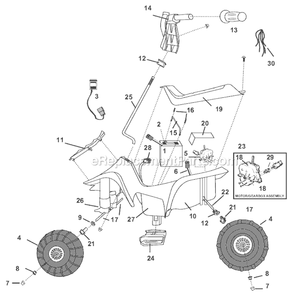 Page A Diagram and Parts List for 76922-9993  Power Wheels Ride-On Cars